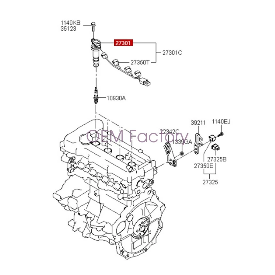 273012B110 2013-2016 For HYUNDAI VELOSTER 1.6T 4pcs OEM Ignition Coil Pack Set - Изображение 2 из 4