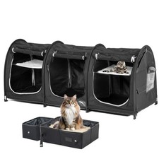 Portable Three Compartment Show House Cat Cage Condo - Easy to Fold Carry K...