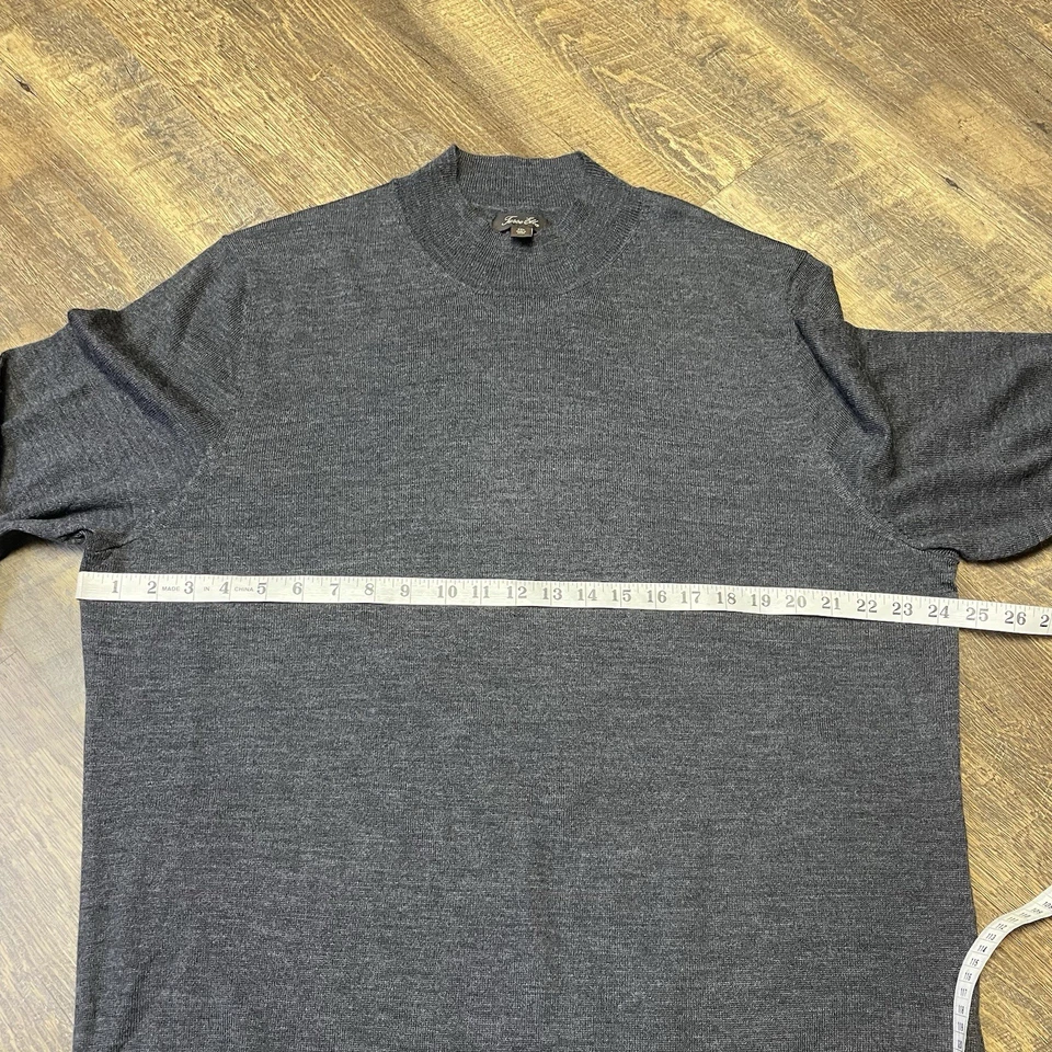 Tasso Elba Merino Wool Blend Mock Neck Solid Pullover Sweater Mens 3XL Dark Gray - Image 2 of 4