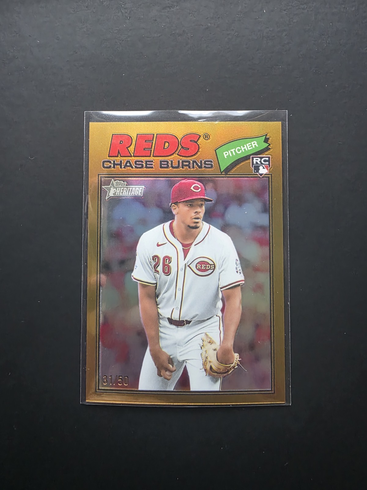 2026 Topps Heritage Chase Burns CHROME GOLD REFRACTOR /50 #212 RC Reds Rookie