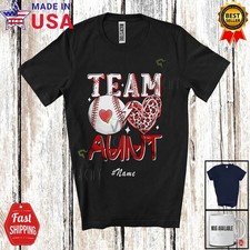 Custom Name Team Aunt; Mother's Day Baseball Player Leopard Heart Family Shirt