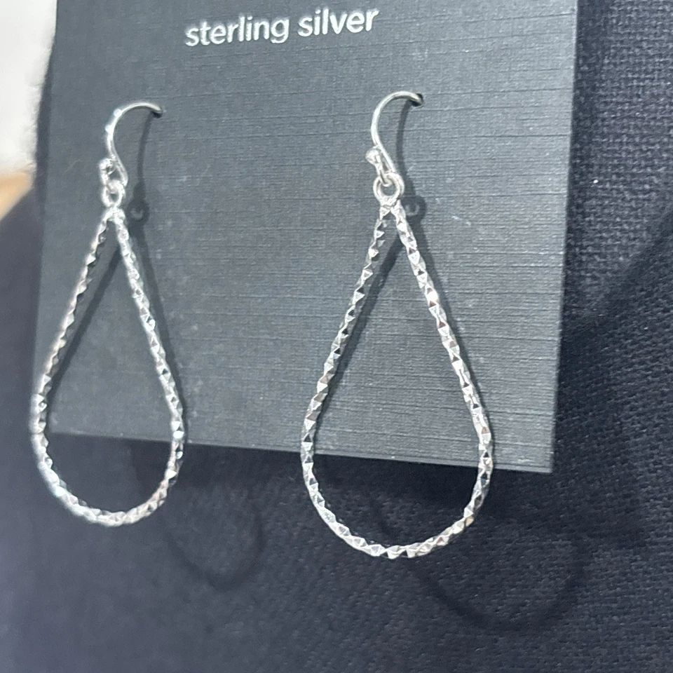 Sterling Silver Teardrop Earrings Dangle Drop Minimalist 925 NEW - Image 4 of 4