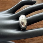 Vintage Silver Dome Ring Marked 19 Wide Cigar Band Modernist Ring Unisex size 10