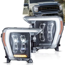 Pair Vland Full LED DRL Headlights For Ford F150 14th Gen 2021-2023 Front Lamps