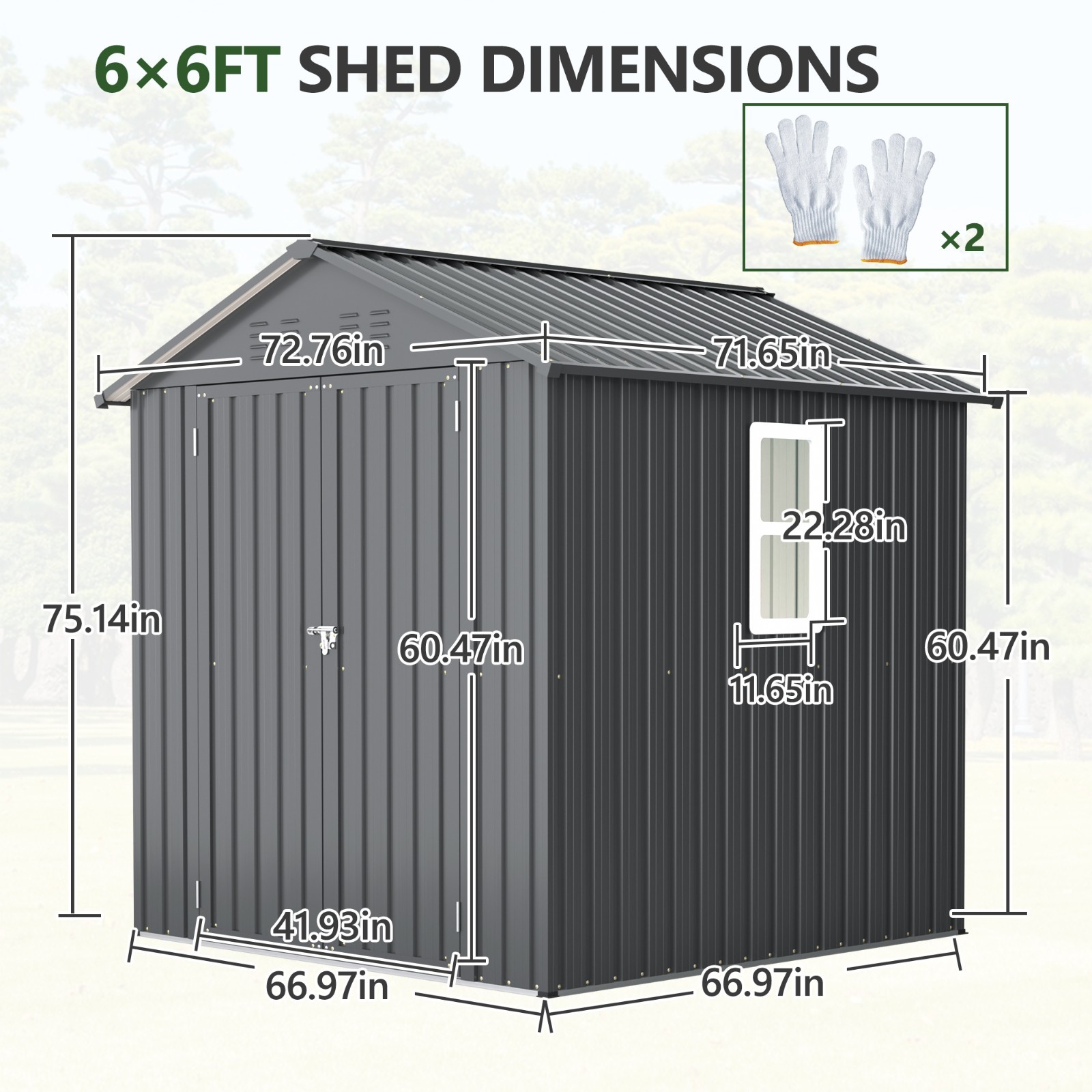 6'x6' Metal Outdoor Storage Shed Heavy Duty Garden Shed w/ Floor Kit & Window