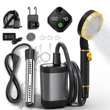 BSEED Portable Shower for Camping with Immersion Water Heater, Black, Black