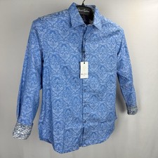 Robert Graham Paisley Floral Button-Up Shirt Mens Medium Vibrant Cotton Blue LS