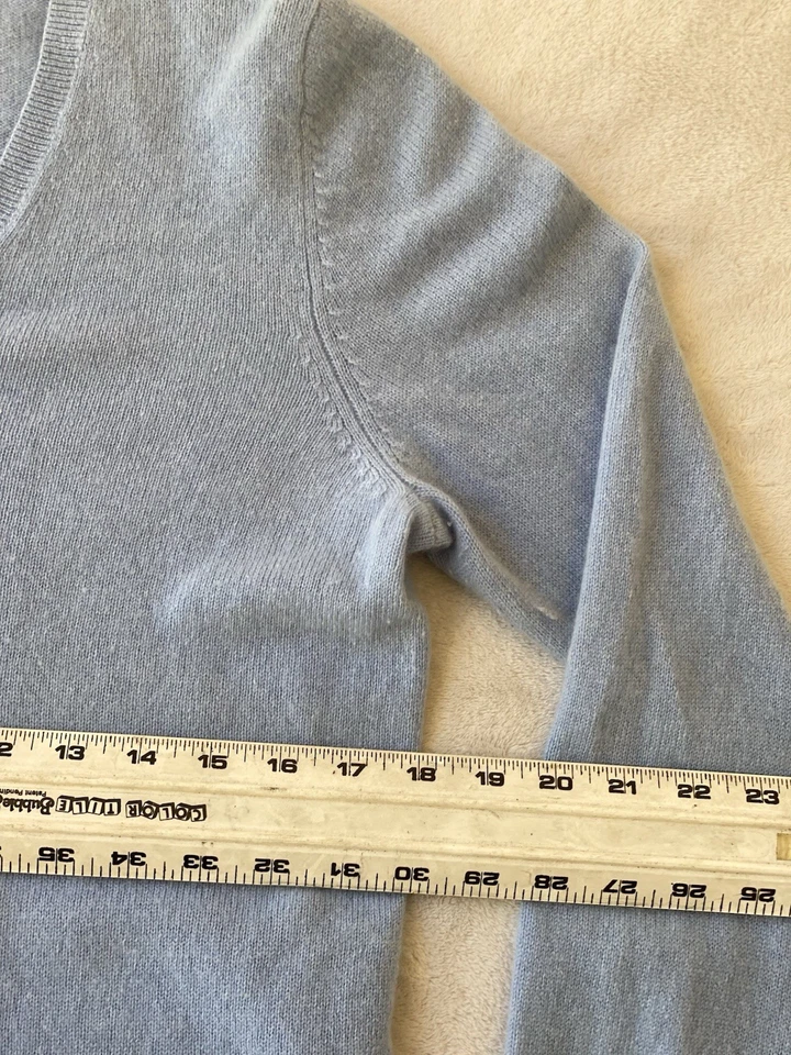 Suéter Pullover Only Mine 2 Capas Cachemira Cuello en V Tejido Azul Para Mujer Talla: L Foto 4 de 4