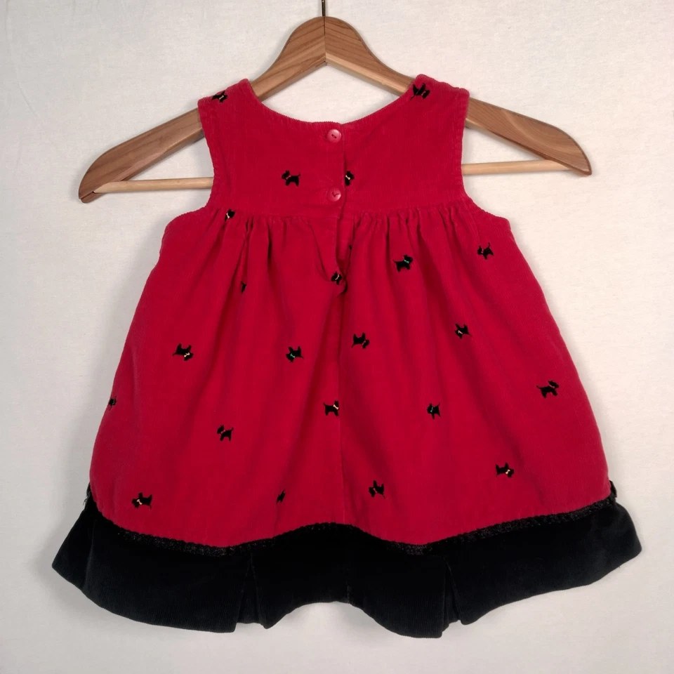 Vestido Jersey Samanta Says Scottie Perro 2T Rojo Pana Negro Lazo Bordado Perros Foto 2 de 4