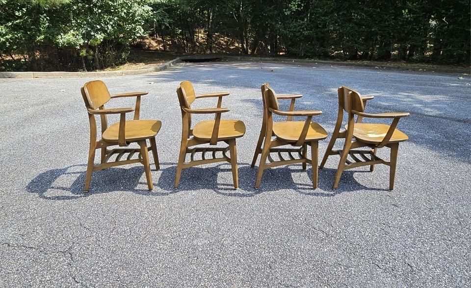 Myrtle Desk MCM Library Chairs - Set Of 4 - Image 3 of 4