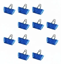 10X IKEA LARGE BLUE BAGS Shopping Bag Laundry Storage Travel Tote Reusable Bags