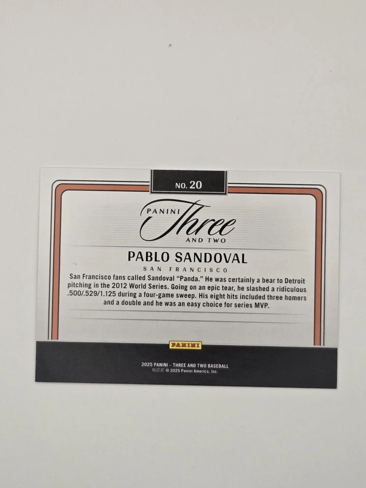 Panini Three & Two Pablo Sandoval 2025 ORO # 09/10 MOMENTOS ATEMPORALES SP Gigantes  Foto 2 de 2
