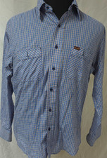 Wrangler Mens Large Blue Plaid Button Up made In USA Western Lightweight Shirt