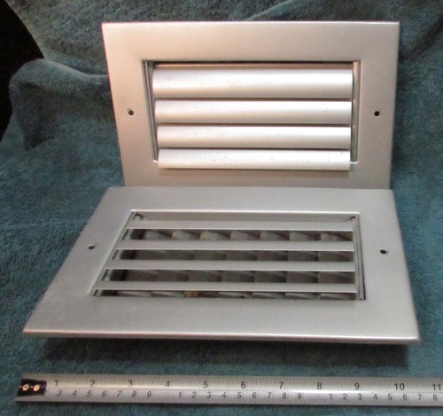 2 Aluminum ADJUSTABLE Curved Blade WALL / CEILING REGISTERS Vents 6" x 10"