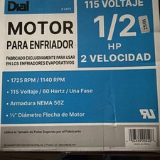 Dial 2204 Evaporative Cooler Motor 1/2 HP 2 Speed 115V   New Open Box