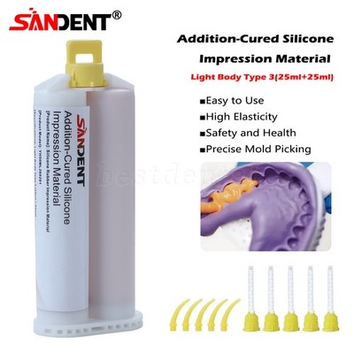 Dental Silikon Impression Material SET REGULAR 50ml Cartridge Light Body 5*Tips