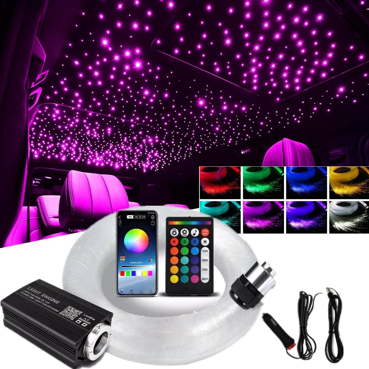 500PC Car Home Headliner Star Light Kit Roof Twinkle Ceiling