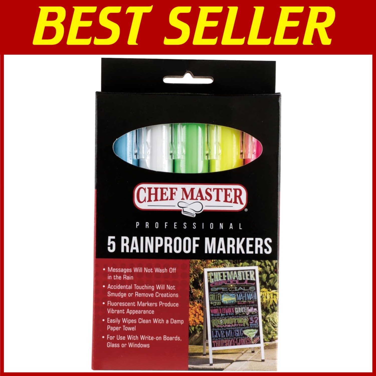 Waterproof Markers Set of 5 Bright Colors for Outdoor Signs-image