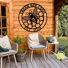 Custom Honey Bee Metal Wall Decor, Personalized Bee Farm Sign, Custom Bee Farm