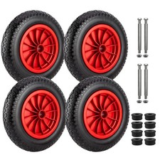 1-4x PU 14" Puncture Proof Wheelbarrow Wheel 3.50-8 Solid Tyre Axle Complete Set