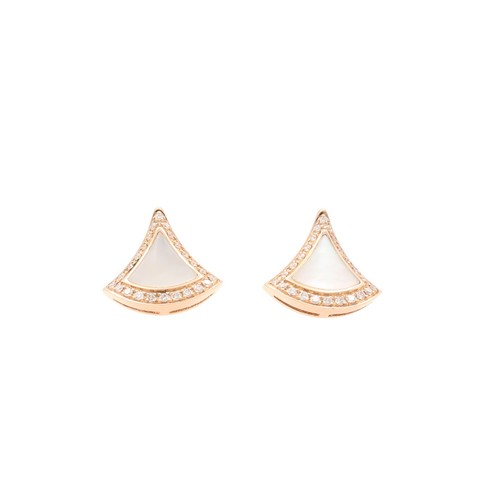 BVLGARI Divas' Dream Mother of Pearl Diamond Earrings 18K Rose Gold 358899