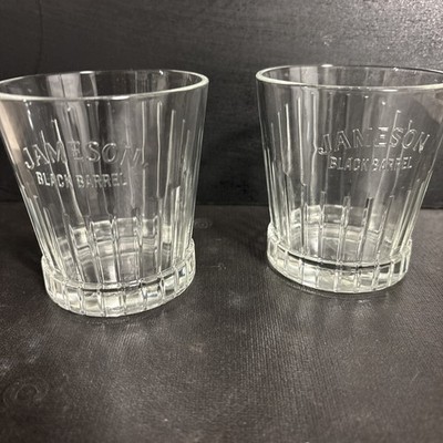 2 NEW JAMESON IRISH WHISKY BLACK BARREL BAR TASTING DRINK ROCKS COCKTAIL GLASSES
