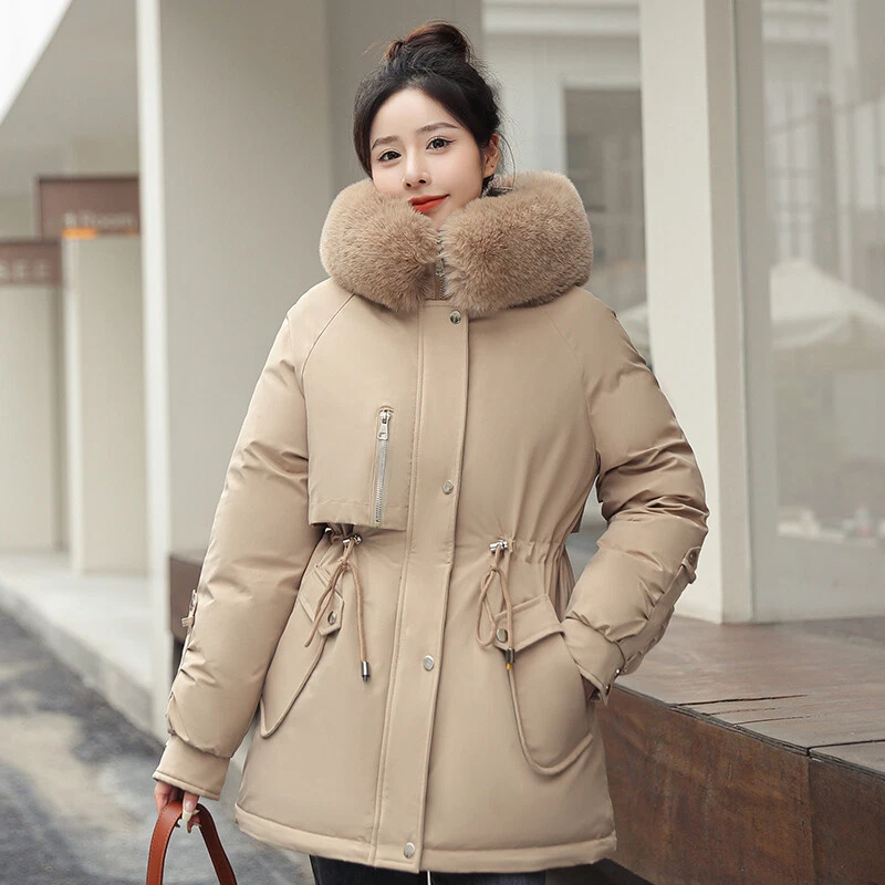 Womens Winter Warm Thick Fleece Lined Coats Outwear Faux Fur