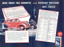 1937 Eveready Prestone Anti-Freeze: Guarantee Vintage Print Ad