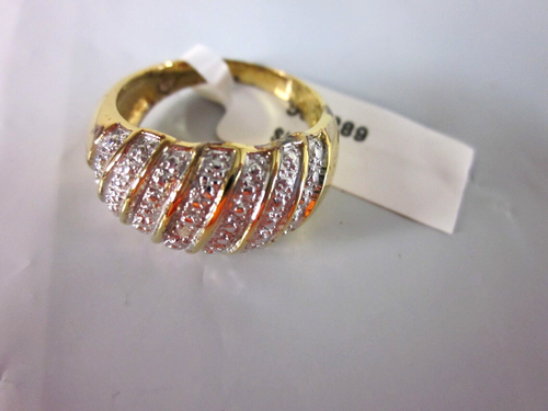PalmBeach JEWELRY WOMEN'S YELLOW GOLD-PLATED DIAMOND ACCENT DOME RING,SZ 9 - Picture 7 of 8
