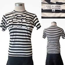 COMME des GARCONS Japan NWOT 399 Black/White Rosebud Marinire Stripe Top, Tee XS