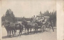 J86/ Interesting RPPC Postcard c1910 Early Stagecoach 4-Horse Drawn 376