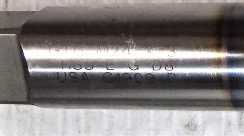GTD Esteso Destro HSS Liquido di Raffreddamento Thru Taglio Conico Rubinetto M24 X 3 H8 X 9" OAL X 3 F - Foto 3 di 4