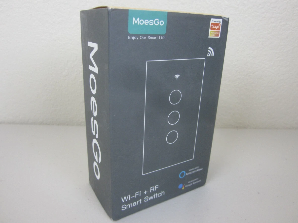 MoesGo Model WS US RF WiFi RF433 Smart 3 Gang Black Brand New