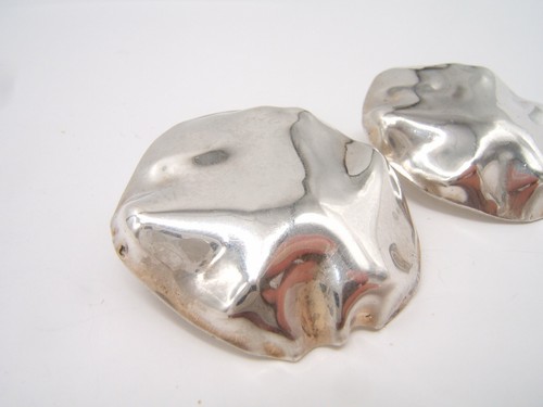 VTG STERLING SILVER HAND CRAFTED STERLING STUD EARRINGS LARGE - Picture 2 of 5