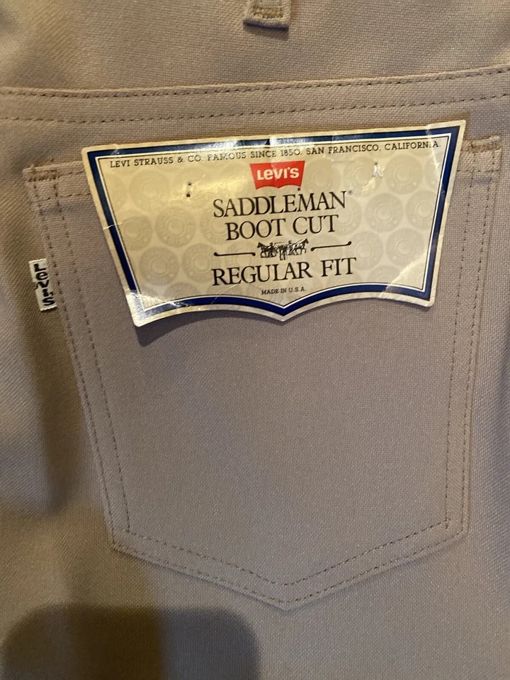 Nuevos Pantalones de mezclilla elásticos DeadStock Levi's Saddleman beige talla 30x32 EE. UU. Foto 2 de 4