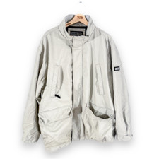 Mens Kickers Beige PVC Coated Heavy Cold Weather Winter Jacket Coat Size XL