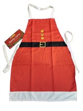 FULL SIZE CHRISTMAS APRON 32" LONG RED AND WHITE MOM OR GRANDMA