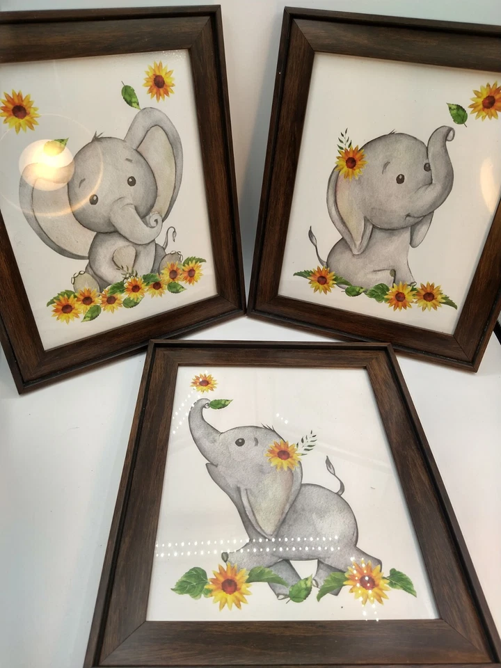 3件套大象框儿童房艺术印刷品儿童日托儿科医生牙医 — 第 2/4 张图片