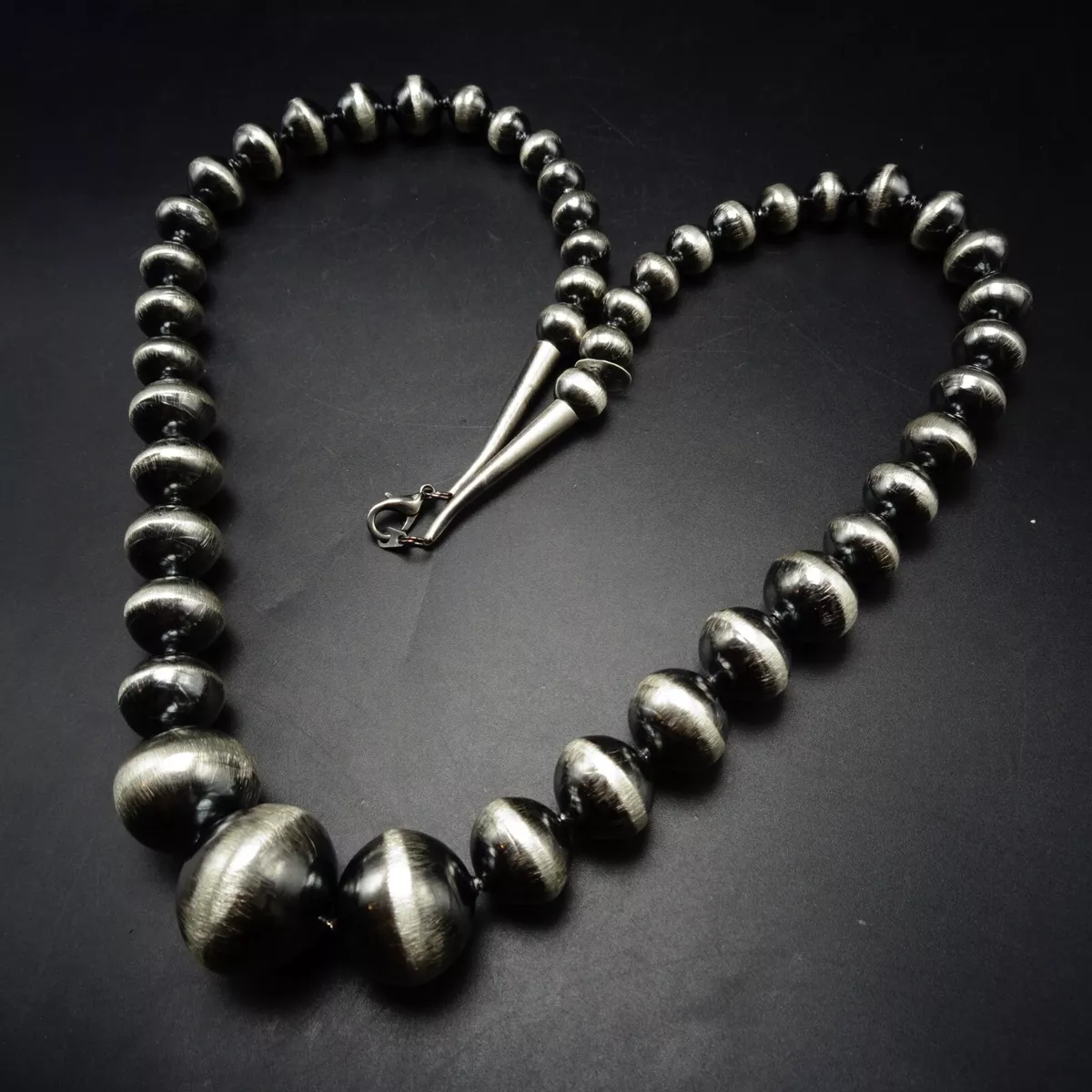 Handmade Graduated Silver Bead Necklace