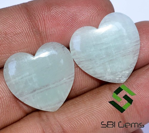 Naturale Amazonite Forma Cuore Cabochon Paio 22x22 MM 22.85 Cts Loose Gemme - Picture 5 of 6