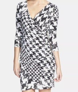 houndstooth wrap dress