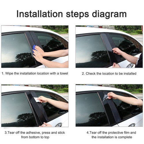 For Chrysler 300 300C 2005 2006 2007 2008 2009 2010 Black Pillar Post Trim Cover - Picture 7 of 16