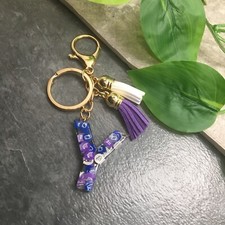 3.5" Handmade Resin Pendant Initial Keychain Y Tassel New Free Ship 8830
