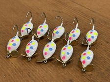 10 Tungsten Propeller Fishing Jigs White Glow Poka Dot 3.2g w/#8 Hook