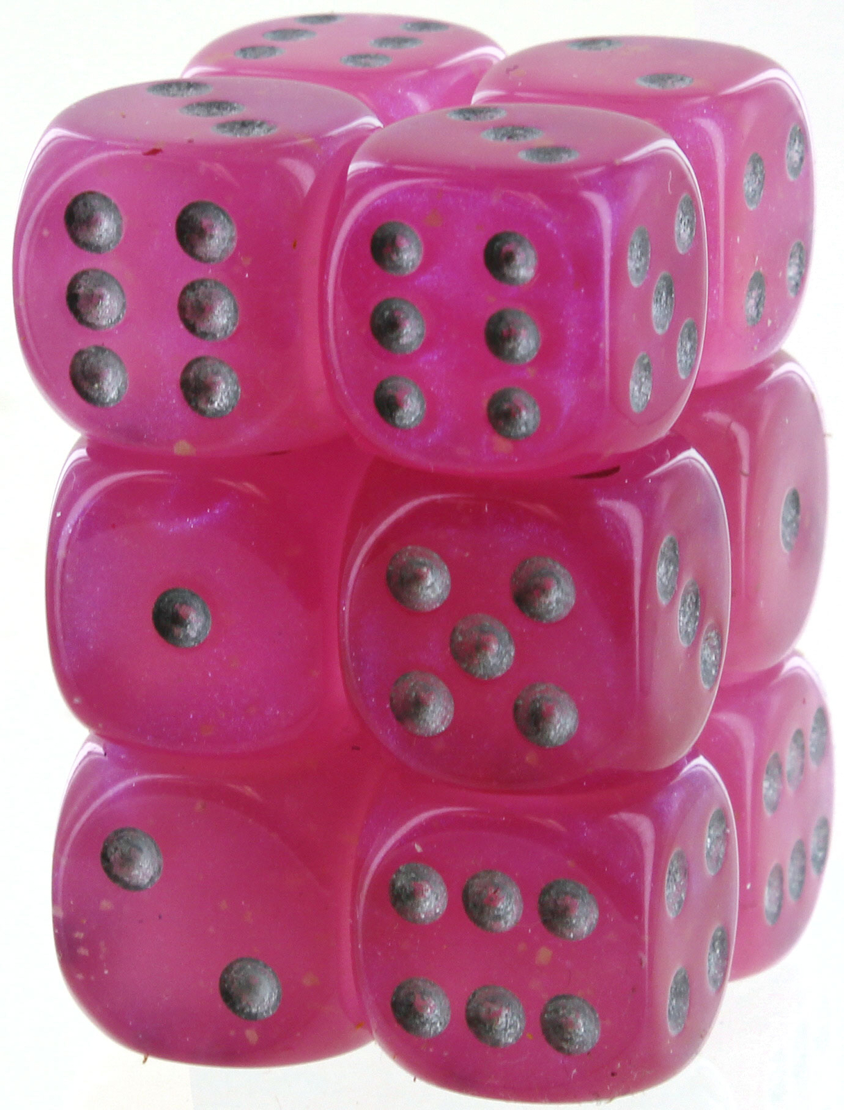 Кубик для игры в кости Borealis Pinksilver 16 мм d6 Luminary 12 кубиков 2190₽