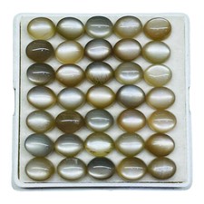 35 Pcs Natural Sri Lankan Moonstone 10x8mm Oval Stunning Gray Loose Gemstones