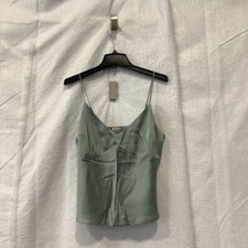 Abercrombie Fitch Womens Camisole Cami Top Gray Spaghetti Strap V Neck M New