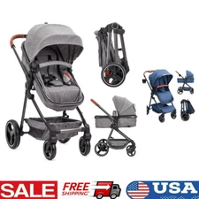 Foldable Baby Stroller for Newborn With Adjustable Backres 5-Point Harness USA  