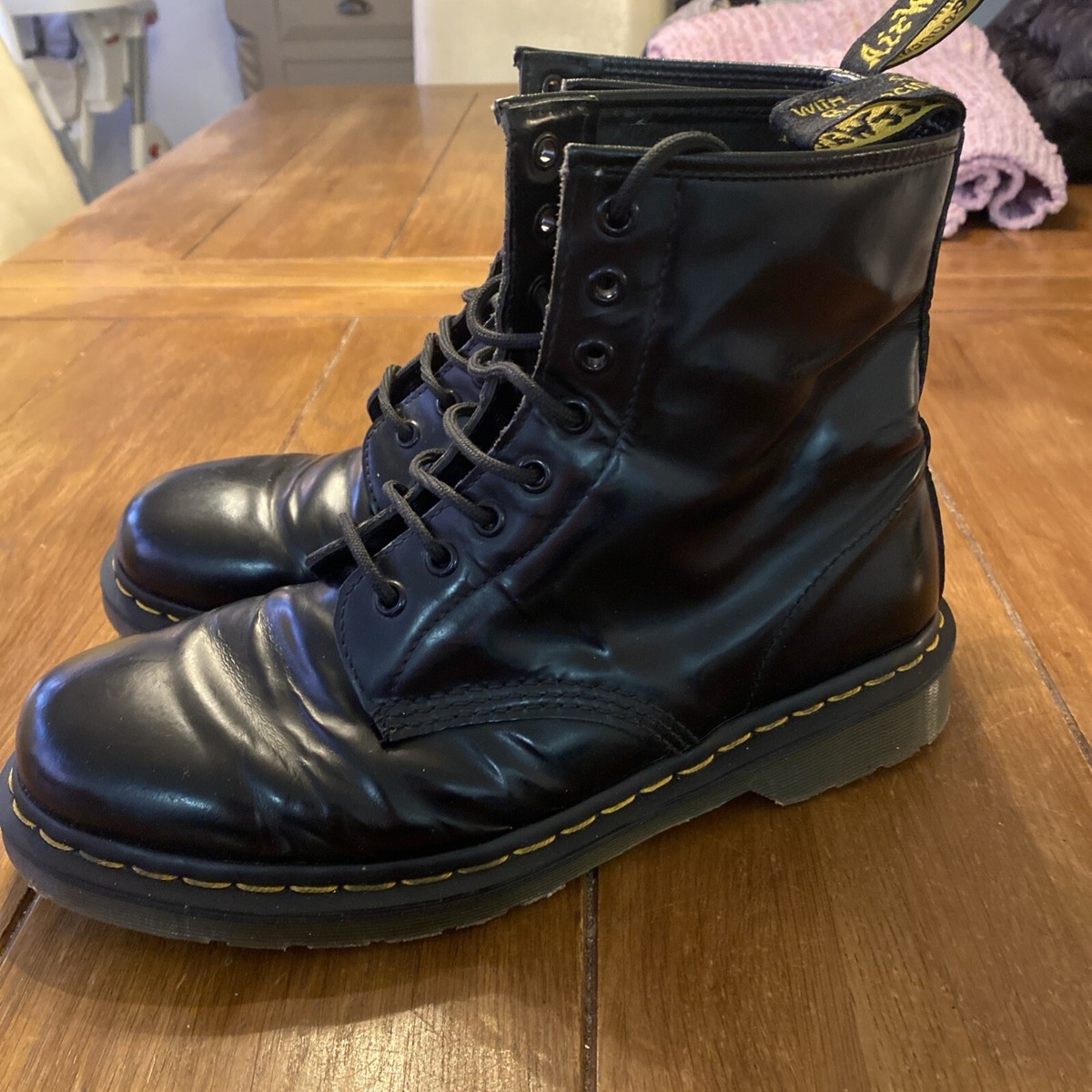 Dr Martens Airwair 8 Hole Boots Size 8 UK Black Leather | eBay UK
