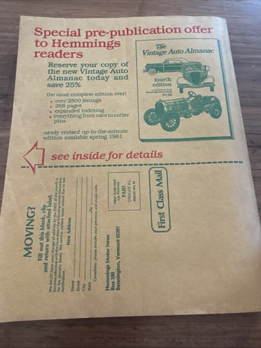 HEMMINGS MOTOR NEWS MAGAZINE APRIL 1981 VINTAGE CAR AUTO CLASSICS TRUCK ADS - Imagen 2 de 4